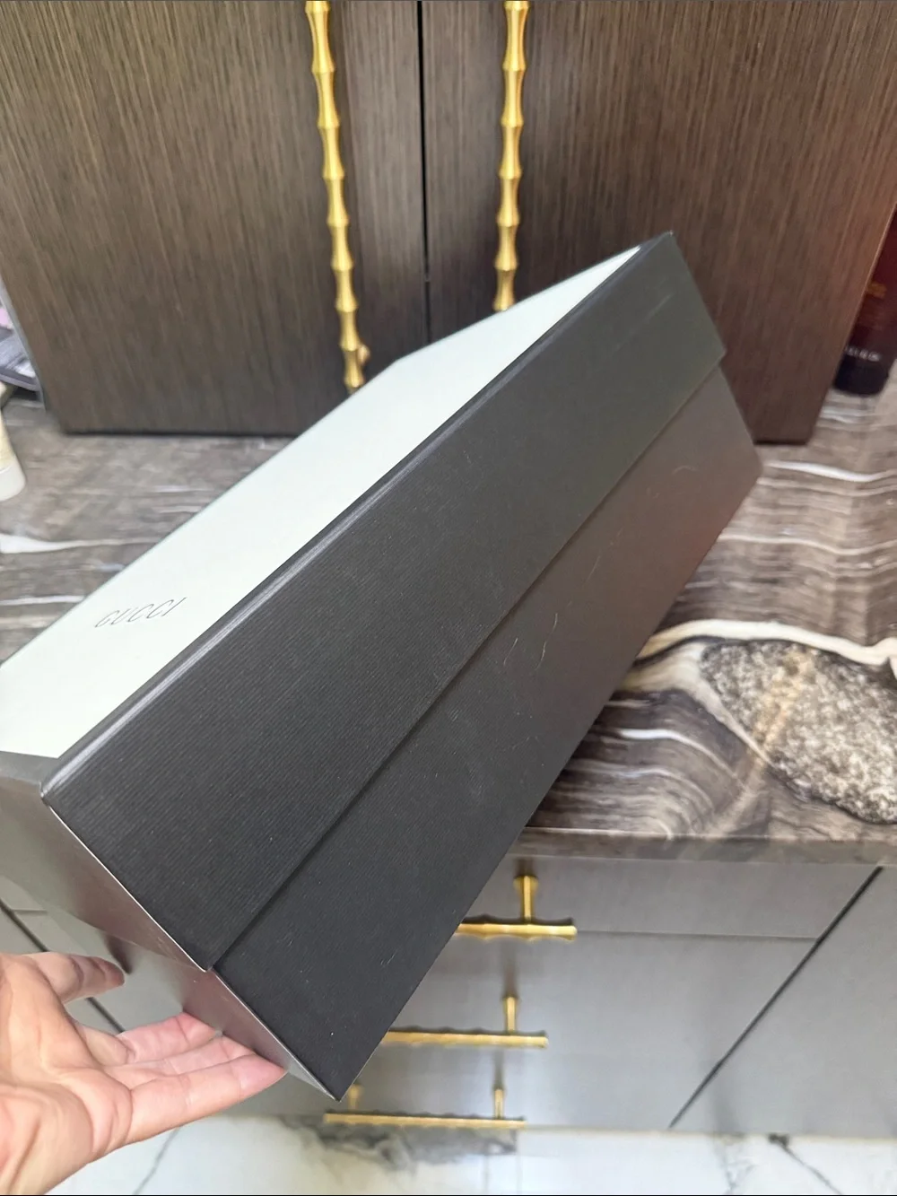 Gucci Black and White Shoe Luxury Box w Logo on the top